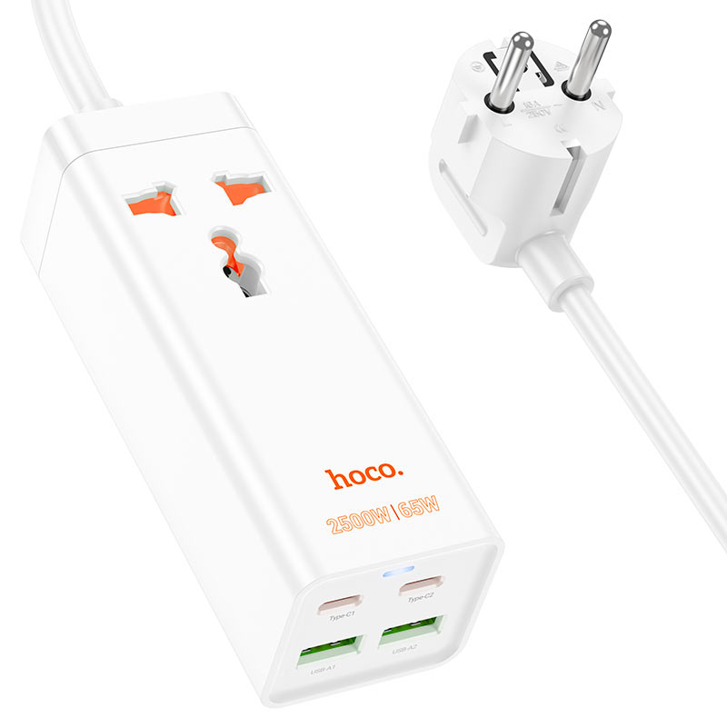 Hoco Power strip “AC10A Barry” PD65W GaN + QC3.0 + 1 socket EU Hoco Power strip “AC10A Barry” PD65W GaN + QC3.0 + 1 socket EU